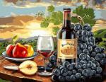 Вино и фрукты в лучах заходящего солнца