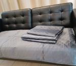 Дивандек накидки на угловой диван велюровые 3 полотна 90/210,90/160-2шт Камешки темно серый