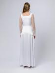 Платье белое длины макси с разрезом на юбке и фатиновыми рукавами
