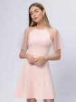Платье розового цвета длины мини с рукавами из фатина