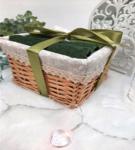 Набор салфеток в подарочной корзинке Cherir/Черир М, 4290013,  6 предметов 28*28-2+30*30-4 зеленый