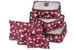 TD 0585 Органайзеры для хранения комплект из 6шт, бордовые (6 Size Waterproof Travel Cloth Storage Bags Luggage Organizer Pouch Packing Kit, red in flower)