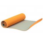 SF 0403 Коврики для йоги 183*61*0,6 TPE двухслойный оранжевый (Yoga mat 173*61*0,6 TPE orang/grey)