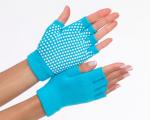 SF 0277 Перчатки противоскользящие для занятий йогой (Gloves for Yoga and Pilates, light blue)