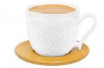 Чашка для капучино и кофе латте 220 мл 11*8,3*7,5 см "Кружево" + дер. подст