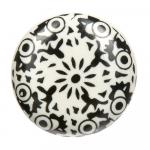 BLUMEN HAUS Ручка керамическая для мебели Узоры, цвет белый, рисунок черный /300/6