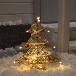 Светодиодная фигура «Ёлка с ягодами» 40 _ 50 _ 10 см, металл, 220 В, свечение тёплое белое