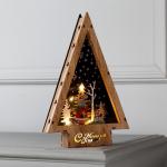 Светодиодная фигура «Новогодний олень» 19 _ 30 _ 4.5 см, дерево, батарейки АААх2 (не в комплекте), свечение тёплое белое