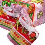 Скатерть Ассорти 145х145, рогожка, 100 % хлопок, Дед Мороз (вид розовый)