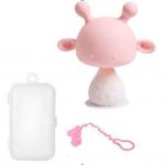 Детский розовый грибок-прорезыватель с рожками для зубов в форме груди, грызунок, погремушка с чехлом и держателем для соски с 0 месяцев
