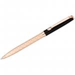 Ручка шариковая Delucci Terra синяя 1,0мм, корпус розовое золото/черный, с кристаллом, подарочная упаковка, CPs_11410