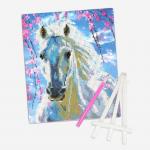 Алмазная мозаика "Лошадь", частичная выкладка, пластиковая подставка, 21*25 см