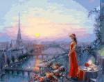 Девушка на балконе с видом на Париж
