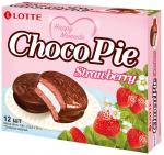 LOTTE Choco Pie strawberry печенье с клубникой, 336 г