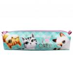 70088 Пенал объемный Коты и лапы, 1 отделение на молнии, 21*4,5*4,5 см
