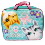 70089 Папка-сумка с ручкой Коты и лапы, формат А4, текстильная, увеличенная боковина 75мм