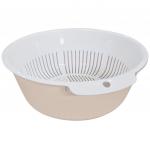 "Bergamo" Миска-дуршлаг пластмассовая д24,3см, h9,2см, круглая, бежевый (Россия)