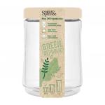 "Sugar&Spice" Банка для сыпучих продуктов пластмассовая "Green Republic" 0,75л, д10см, h13,6см, завинчивающаяся крышка, лен, подходит для СВЧ (Россия)