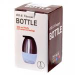 Бутылка для масла стеклянная "Пузатик" 350м  л, д 7,8 см h13 см, вставка из нержавеющей стали, цвета микс, в коробке (Китай)