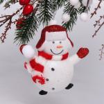 Ёлочная игрушка "Новогодний снеговик" 9,5*6,5*11 см, красный
