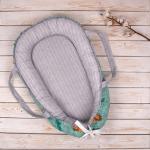Кокон  Гнёздышко  для новорождённых  BabyRelax  50х75, с ручками, съёмный матрасик  Сафари (мята)