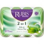 Мыло туалетное твердое RUBIS 4шт "Зеленый чай" 90гр