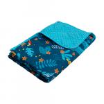 Одеяло-покрывало детское  BabyRelax  леб. пух 100 гр.110х140, бязь,  Тропические птички (синий)