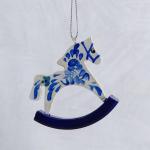 Сувенир "Лошадка-качалка" под гжель, 6,5 см, ручная роспись