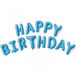 Шары фольгированные 16" Happy Birthday, набор букв, цвет голубой"