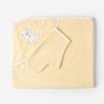 Набор для купания (полотенце-уголок, рукавица), размер 100х110 см, цвет МИКС