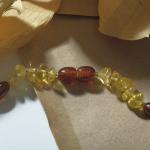 Набор 2 предмета: бусы, браслет "Янтарь" крошка обработанная через оливку, цвет жёлто-коричневый