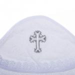Полотенце-уголок для крещения с вышивкой, размер 100*100 см, цвет белый К40/1
