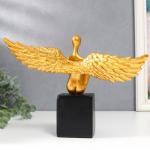Сувенир полистоун "Золотой ангел на кубе" 20х7х27 см