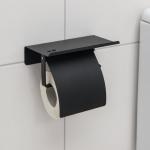 Держатель для туалетной бумаги с полочкой, 18?10,3?14 см, цвет чёрный