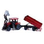 Трактор инерционный «Фермер» с прицепом и сменными ковшами, цвет бордовый