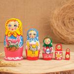 Матрешка "К семейному достатку" с курицей, 5 кукольная,10-11 см, ручная работа