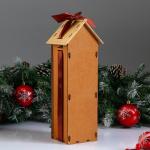 Коробка деревянная, 13.5?11.5?36.5 см "Новогодняя. Домик", подарочная упаковка, мокко