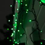 Гирлянда «Бахрома» 3 ? 0.6 м, IP44, УМС, тёмная нить, 160 LED, свечение зелёное, 220 В