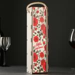 Короб подарочный деревянный "Вино", 33х9,4х8,5 см, с выдвижной крышкой и льняной ручкой