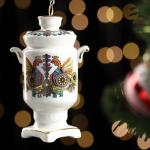 Ёлочная игрушка "Самоварчик", деколь, цветной орнамент, 6х5,5х9,5 см