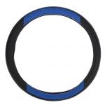 Оплетка TORSO, кожа PU, перфорация, размер 38 см, чёрная, синяя вставка