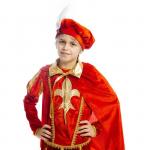 Карнавальный костюм "Принц", 4 предмета: берет, плащ, камзол, штаны с сапогами. Рост 134 см