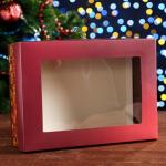 Подарочная коробка, с окном, сборная "Рождество", 24 х 17 х 8 см