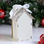 Коробка деревянная, 13.5?11.5?21 см "Новогодняя. Домик", подарочная упаковка, белый