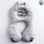 Подушка дорожная детская «Котёнок» ортопедическая, цвет серый