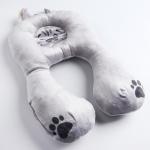 Подушка дорожная детская «Котёнок» ортопедическая, цвет серый