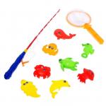 Магнитная рыбалка для детей «Морские жители», 10 предметов: 1 удочка, 1 сачок, 8 игрушек, цвета МИКС