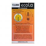 Лампа светодиодная Ecola classic Premium, Е27, А65, 13 Вт, 4000 К, 360°, 220 В, филаментная