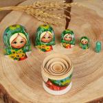 Матрешка  "Девочка с подсолнухом", малая, авторская, 5 кукольная, микс