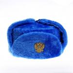 Шапка-ушанка «Синяя», значок герб